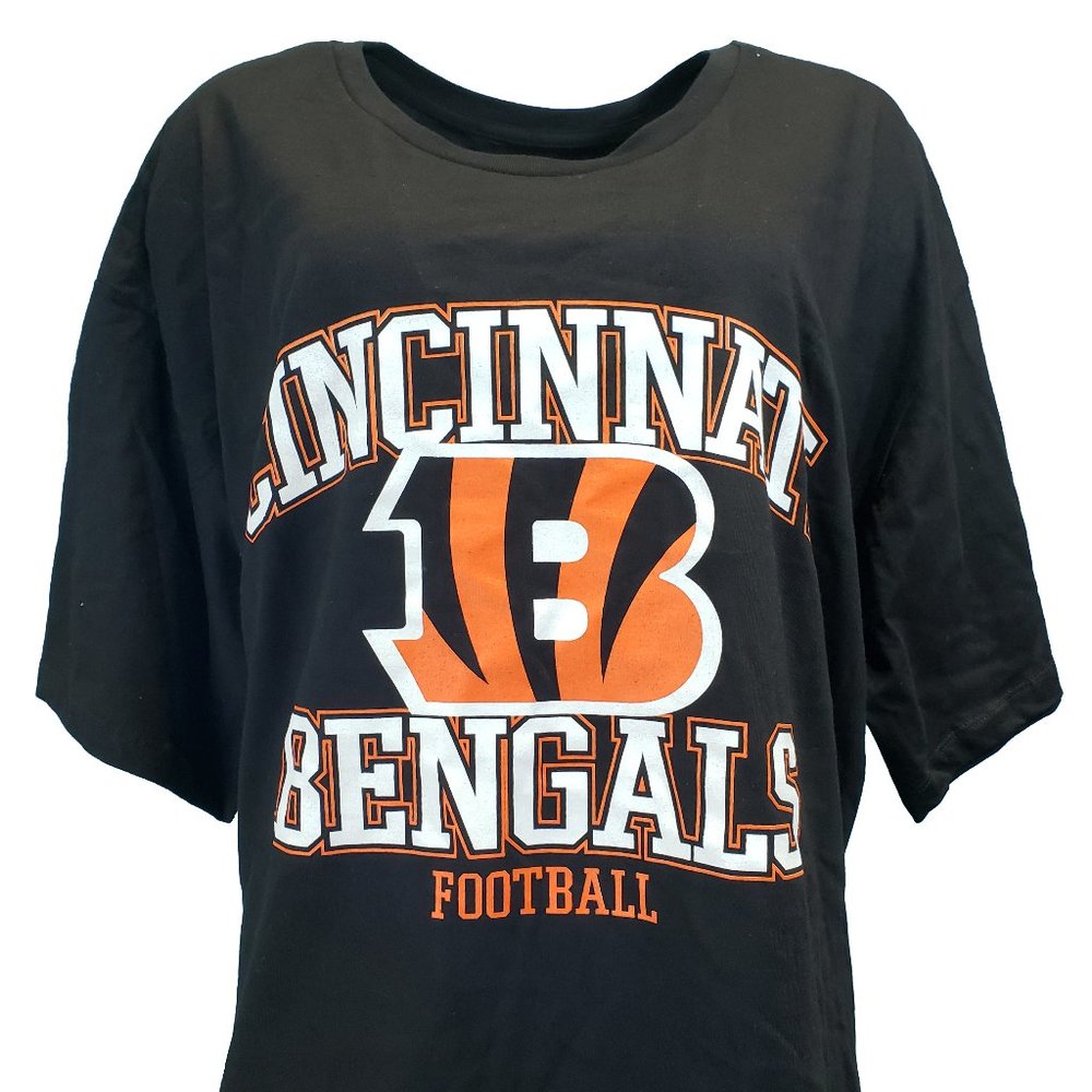 Cincinnati Bengals Logo Women's NFL Apparel Blue T Shirt Plus Sizes
